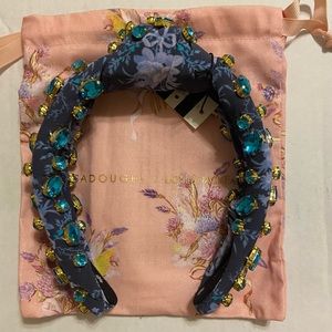 Lele Sadoughi x LoveShackFancy Oval Crystal Blue Noir Headband